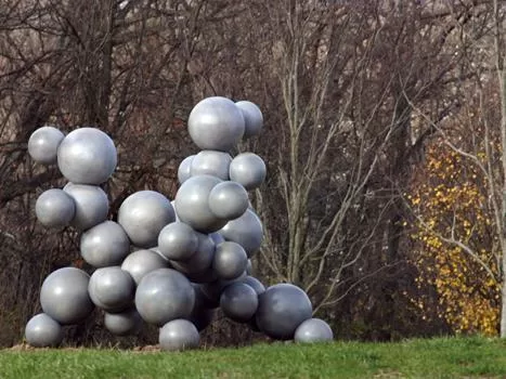 Bronze monumental sculpture of molecultes patina'd white