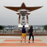stainless steel statue of a airplane