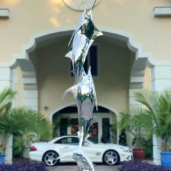 fine art polished stainless steel marlins