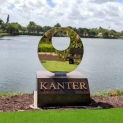 bronze memorial with name plate and polished marker