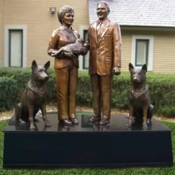 Bronze life size family and animal statues