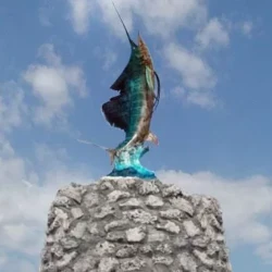 bronze animal sculpture of a marlin