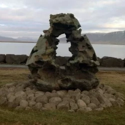 organic shaped bronze statue in iceland