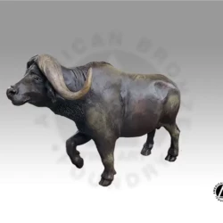 bronze sculpture of a life like water buffalo