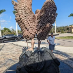 Monumental Fine art bronze statue of life size man arch angel st. micheal
