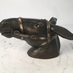 bronze animal sculpture of a horse head
