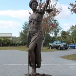 monumental bronze statue of lady justice