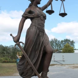 monumental bronze statue of lady justice