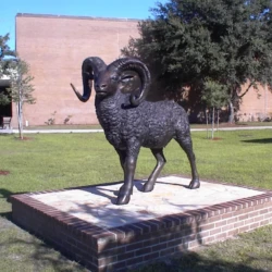 bronze animal scultpure of the lake mary high school mascot ram