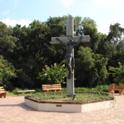 Bronze sculpture at the polasek museum on christ on the cross