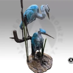 bronze sculpture of 2 herons