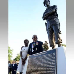 bronze melvin morris statue that is life size