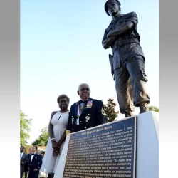 bronze melvin morris statue that is life size